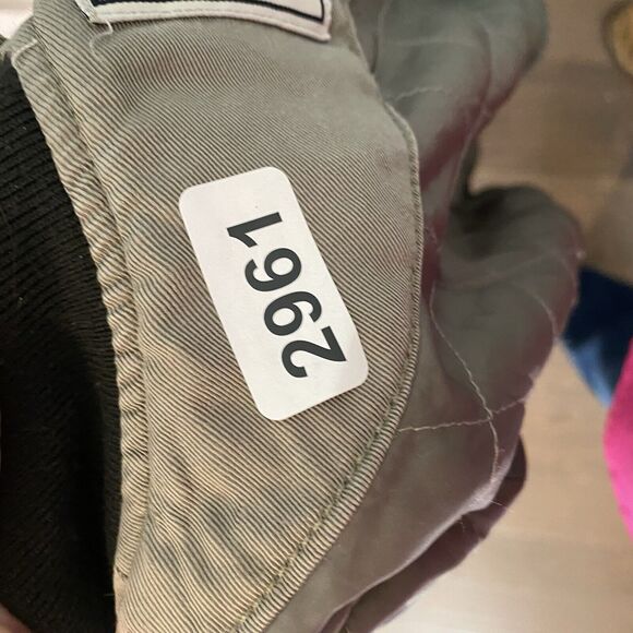 Cielo Basic Bomber Jacket Women Large Olive Green Black Trim Tencel READ - Picture 16 of 16